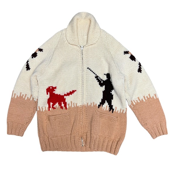 Vintage Other - Vintage Wool Knit Cowichan Zippered Cardigan Size XL